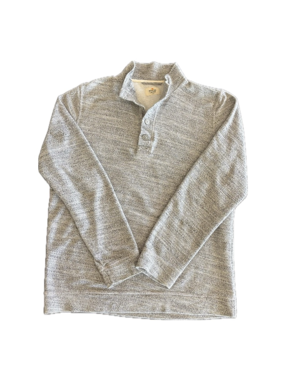 Marine Layer Clayton Textured Mock Neck Henley Pullover Sweater - Men's L